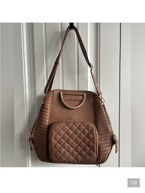 Miztique Brown Faux Leather Laptop Bag/Backpack